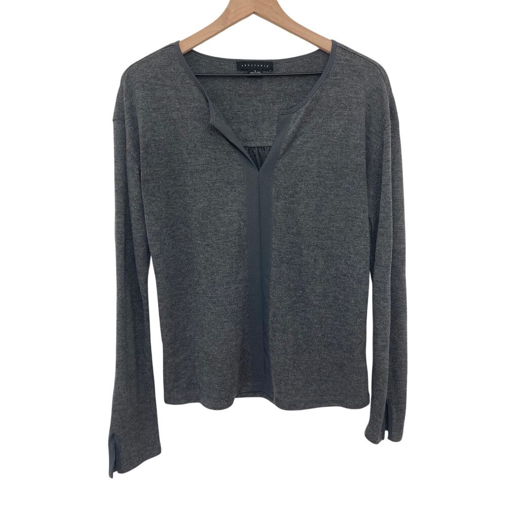 Sanctuary Sienna Gray Knit Contemporary Casual Long Sleeve Tee T-Shirt Top Small